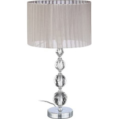 Relaxdays Crystal naktsgalda lampa lodveida galda lampa pelēks tonis HWD: 53 x 29,5 x 29,5 cm, caurspīdīgs/sudrabs.