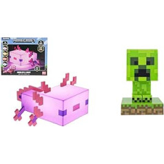 Paladone Minecraft Axolotl Licht | Dekorieren Sie Ihren Schreibtisch vai Nachttisch & Minecraft Creeper 3D Icon Light BDP