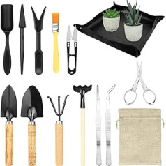 17-teiliges Sukkulenten-Werkzeug, Garten-Umpflanzwerkzeug, Flachsbeutel-Set, Mini-Garten-Handwerkzeug-Set für drinnen und draußen, kleine Feenland-Sukkulenten, Gartenpflanzenpflege