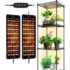 Barrina Plant Lights for Indoor Plants, 20 W (2 x 10 W) Ultra Thin Full Spectrum Plant Light Panel with Timer, LED Plant Lamp for Hydroponics, Seedlings, Succulents, Flowers and Plants, Pack of 2