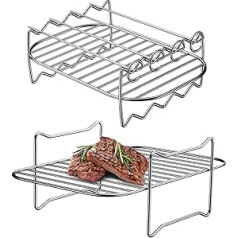 Aznever Grillnetz - Warmhaltegrillrost aus Edelstahl | Rechteckiger Warmhalterost für Hühnerflügel für Garten, Wandern, Camping, Reisen, Outdoor