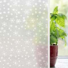 Snowflakes Matt Window Film, Christmas Decoration, Non-Adhesive, UV-Resistant, Removable, Opaque, Static Window Sticker for Home, Kitchen, Rented Room, Office (Snowflakes, 90 x 200 cm)