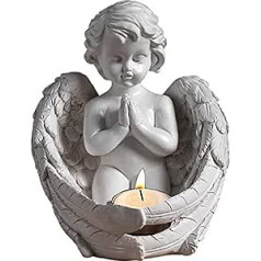 SHUT Angel Memorial Gifts Tea Light Holder Sympathy Gift for the Loss of a Loved One, Angel Candle Holder, Angel Figurine, Retro Statue with Flickering