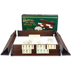 Semus - Star Wood Look Rummy Set Okey with Melamine Stones Plastic Okey Takimi / Dark