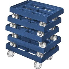 Iepakojumā 5 transportēšanas riteņi kastēm 60 x 40 cm ar 4 ritentiņiem zilā krāsā