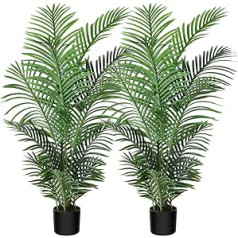 Fopamtri Artificial Majesty Palm Plant 4ft Artificial Majestic Palm Tree Artificial Ravenea Rivularis in Pot for Indoor Outdoor Home Office Store 2 Pack