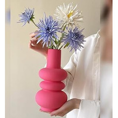 24cm Tall Ceramic Vase, Hot Pink Flower Vases for Home Office Wedding Decoration Modern Unique Vase for Table Centerpiece Bookcase Living Room Housewarming Gift