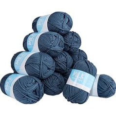 12 Pack Super Soft Double Knitting Yarn Premium Acrylic Crochet Yarn for Knitting Durable Lightweight Balls of Chunky Yarn for Crochet Yarn Projects Crafts 600g 1200m Dark Blue