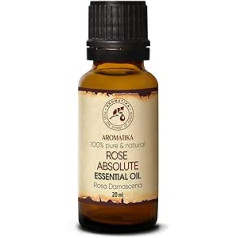 Rose Absolute ēteriskā eļļa 20 ml - Rozā Damascena Bulgārijas - Aromterapijas rožu eļļa difuzoriem un eļļas dedzinātājiem - Smaržeļļas ziepju pagatavošanai un svecēm - Rožu eļļa ādai un matiem un istabai