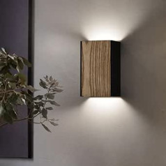 ouglres Wall Light Indoor Wood, Vintage Sienas lampa LED 8 W, Modern Designer Gultas lampa Sienas lampa Guļamistabai, Kāpņu telpa, Guļamistaba, Vannas istaba, Dzīvojamā istaba, Kāpņu telpa, Viesnīca, Melns, Pack of 1