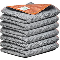 Towelogy® Grey Microfiber Dish Towels, Poly Scour Side for Scrubbing and Washing, Kitchen Cleaning Cloths (Grey, 7 Pack, 30x30cm)