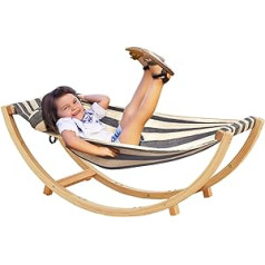 FUNLIO Wooden Swing Chair for Children 2-5 Years with Adjustable Cushion, Premium Solid Wood Children's Hanging Chair Stand, Sturdy Structure, 110 lbs Load Capacity, CPC Certified