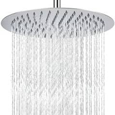 30 cm Rain Shower, Markcco Circular High Pressure Shower Head Made of 304 Stainless Steel, Comfortable Shower Experience Even at Low Water Pressure, Installable on the Wall or Ceiling (30 cm, Chrome)