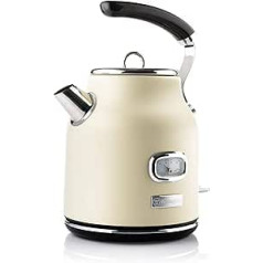 Westinghouse Lighting Retro Kettle for Water with Temperature and Water Level Indicator, with Limescale Filter and Overheating Protection, 1.7 Litres, White, WEKW1