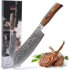 Wakoli EDIB Pro Premium BBQ un Block Nazis ar 20 cm asmeni, kas izgatavots no 67 slāņiem īsta Damaskas tērauda ar Pakka koka rokturi I Damascus Knife virtuves nazis un profesionāls šefpavāra nazis