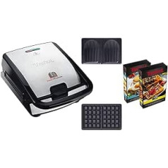 Tefal SW853D uzkodu kolekcija | Vafeleisens un sviestmaizes | Erweiterbar | Platten Antihaftbeschichtet | Spülmaschinengeeignet | Praktische Aufbewahrungsboxen | Schwarz/Edelstahl