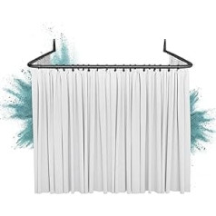 Erica Angled Shower Rod 85 x 95 x 85 cm, Angle Bar Shower Curtain, Wall Mounting without Ceiling Mounting, Black Powder Coated Steel, 100% Rustproof