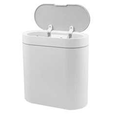 Automatic Trash Can 8L Waterproof Oval Shape Smart Trash Can with Lid and Filter Slim Motion Sensor Plastic Trash Can for Bathroom Kitchen Office