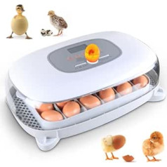Egg Incubator Automatic Chicken Eggs Incubator 24 Eggs Incubator with LED Lighting Humidity Display Hatcher Machine for Chicken Goose Duck Pigeon Quail Bird