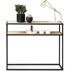 Lifa Living - konsoles galds ar 2 plauktiem, izturīgs sānu galds izgatavots no koka un metāla, plaukts viesistabai, gaitenis, guļamistaba, 100 x 30 x 85 cm