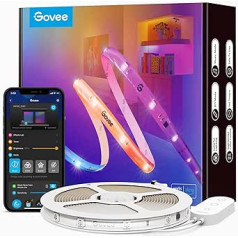 Govee 10 m RGBIC Pro LED sloksnes gaismas, viedās LED sloksnes gaismas, kas darbojas ar Alexa un Google Assistant, pārklājuma gaismas sloksnes sinhronizēšanai ar mūziku, lietotņu vadība, krāsu maiņa, piemērotas mājām, guļamistabai, spēlēm