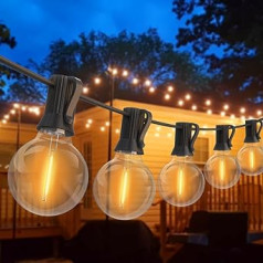 LED Fairy Lights Outdoor 20 m Outdoor Fairy Lights Power G40 30 + 2 spuldzes pret laikapstākļiem IP44 Ūdensizturīgs Balkons Fairy Lights Iekštelpu āra Fairy Lights iekšpagalma Dārza ballītei Ziemassvētku Silts Balts