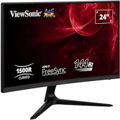 Viewsonic VX2418C 60,5 cm (24 collas) izliekts spēļu monitors (Full HD, FreeSync Premium, 1ms, 165Hz, HDMI, DP, zema ievades aizkave, skaļrunis) Melns