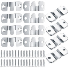 16 Pieces Flush Mount Brackets, Interlocking Photo Frame Hooks, Heavy Duty Stainless Steel Picture Holder for Hanging Z Clip Mount for Pictures, Display, Wall Mount with 32 Screws