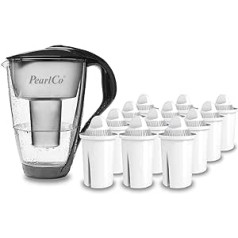 PearlCo stikla ūdens filtrs (antracīts) iesk. 12 filtru kasetnes (saderīgas ar Brita® Classic)