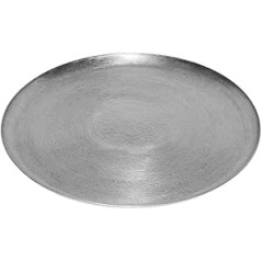 LaLe Living Tepsi oriental tray, round, made of iron in silver, diameter 37 cm, for use as a serving tray or decorative tray for candles, vases or Advent wreath