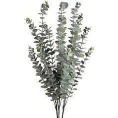 Oairse iepakojumā 3 mākslīgie eikalipta augi, Mākslīgie augi Dekorācija Eikalipts ar 5 zaru galvām, Žāvētu ziedu rotājums mājas dekorēšanai, augstums 87 cm
