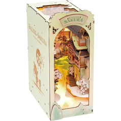 Rolife 3D grāmatu kaktiņu komplekts Krītošā Sakura Dekoratīvie grāmatu skapji Turētāju Modeļu Komplekti Leļļu namiņa Grāmatplaukti Telpu dekorācijas Dāvanas Pusaudžiem Meitenēm Zēniem Sievietēm 240 gabali (TGB05)