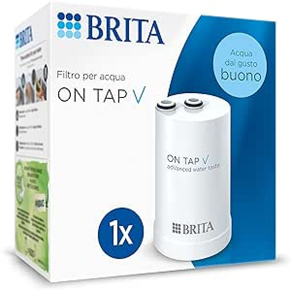 BRITA ON TAP V filtra kasetne ON TAP ūdens filtram krānam (4 mēneši) — rezerves kasetne samazina sīko daļiņu, metālu un garšu ietekmējošu vielu daudzumu