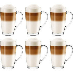 Glasmark Krosno Latte Macchiato glāzes kapučīno 6 tējas glāžu komplekts ar rokturi Deserta glāzes Ūdens glāzes Kafijas glāzes Karstvīna glāzes Ledus kafijas glāzes Karstvīna glāzes Grog