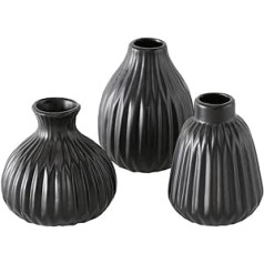 3 x Vase Esko Black Height 12 cm