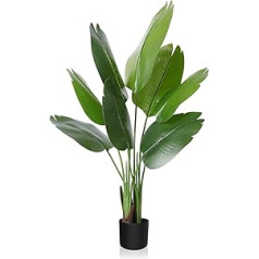 CROSOFMI Artificial Bird of Paradise Plant 120 cm Artificial Tropical Palm Tree with 8 Leaves Perfect Artificial Plants in Pot for Indoor and Outdoor Home Office Garden Modern Decoration (1 Pack)