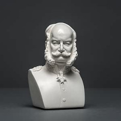 Ķeizara Vilhelma I skulptūra izgatavota no augstas kvalitātes zelāna, roku darbs, ražots Vācijā, krūtis baltā krāsā, 12 cm