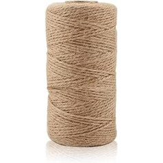 100m Natural Jute Twine Twine 3 Ply Jute Rope for Gift Wrapping, DIY Arts and Crafts, Gardening, Bottles, Bundling, Floral Arrangement, Baskets, Home and Wedding Decoration, 2mm
