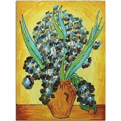 Fokenzary Hand Painted Oil Painting on Canvas Vincent Van Gogh Classical Irises Reproduction Wall Decor Framed Ready to Hang