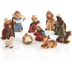 Logbuch-Verlag Small Nativity Scene Table Nativity Scene with 10 Nativity Figures 2.5 - 5.5 cm - Nativity Figures to Stand Up