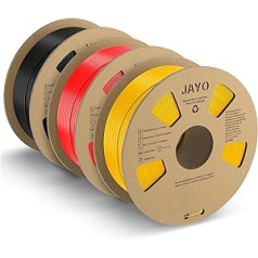 JAYO PLA+ kvēldiegs 1,75 mm, 3D printera kvēldiegs PLA Plus 3,3 kg, izmēru precizitāte +/- 0,02, 3 spoles PLA+ melna + sarkana + dzeltena