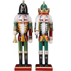 Auniq Pack of 2 Nutcracker Figures, 30 cm Magical Nutcracker Soldier Classic Wood Traditional Christmas Nutcracker Figures Table Decoration Nutcracker Toy for Christmas Party Gift Decor