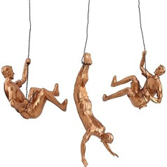 XYQXYQ Climber Sculpture, Modern Decorative Wall Art Male Sculpture, Creative Rust Climber Art Decorative Male Sculpture at Home (Gold 3 Pieces)