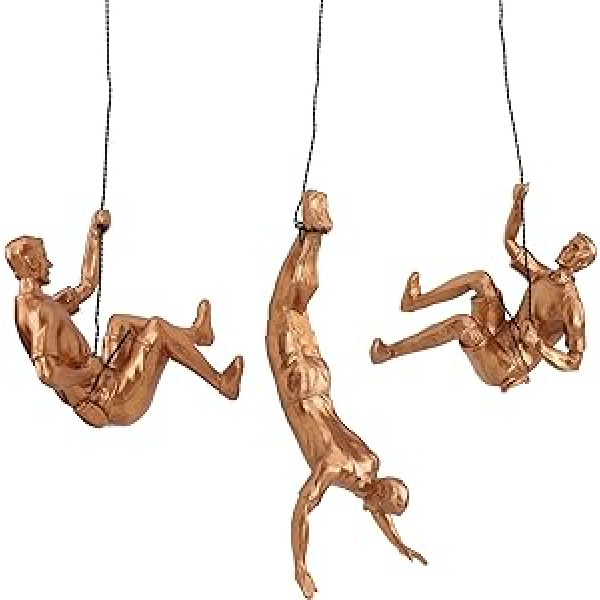 XYQXYQ Climber Sculpture, Modern Decorative Wall Art Male Sculpture, Creative Rust Climber Art Decorative Male Sculpture at Home (Gold 3 Pieces)