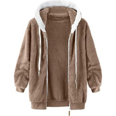Cubinest women's hoodie with hood, XXL with hood, warm transition jacket, fleece jacket, casual long-sleeved winter teddy jacket, winter jacket, loose, windproof, outdoor plush jacket, sweat jacket