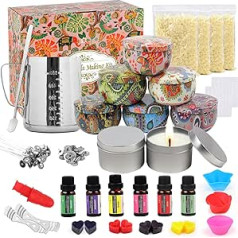 DIY Candle Making Kit I Make Your Own Candles Set with Soy Wax, Tin, Wicks, Wick Holder, Dyes, Beeswax, Candle Jar, Mixing Spoon, Melting Pot as a Women Gift, Children's Day Gift