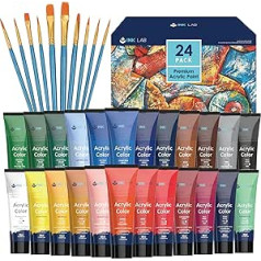 Acrylic Paint Set 24 Tubes Non-Toxic Acrylic Colours Washable Artist Paint Paint Rich Pigments Ideal for Artists Beginners Canvas Paper Stone Wood 36 ml Tube