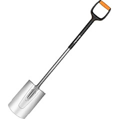 Fiskars Xact 1003681 Gardening Spade for Soft, Low-Stone Soils, Round, Length: 120 cm, Quality Steel Blade/Fibreglass-Reinforced Plastic Handle, Black/Orange, L