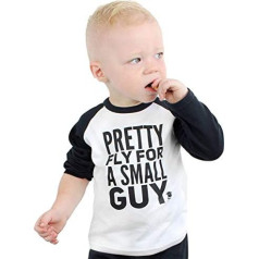 Baby Moo's The Offspring iedvesmots bērnu un bērnu T-krekls | Zēni | Pretty Fly for A Small Guy Kids T-krekls Raglan Top — Baby Shower Bērnu krekli 1. dzimšanas dienas dāvanas