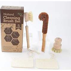 TXV Mart Kitchen Bowl Cleaning Brush Set Eco-Friendly Natural Multipurpose Cleaning Loofah Sponges + Sponges for Dishes and Bottles